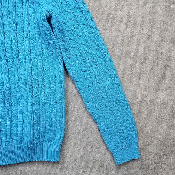 Lauren Ralph Lauren Cable Knit Full Zip Sweater L Blue RL Crest - Picture 14 of 16